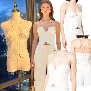 🆕 CULT GAIA 🧿 NWOT Off-White Habana Strappy Corset Zip Top, Sz US 10